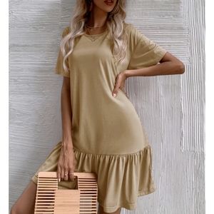 🔥MOVING SALE🔥 Ruffle Hem Drop Shoulder Smock Dress